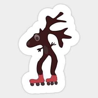 Deer on skates Sticker